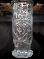 Art deco gyopár flower patterned glass vase