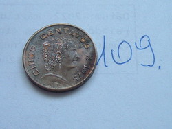 Mexico mexico 5 centavos 1975 mo, josefa ortiz de domínguez 109.