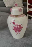 Herendi prcelán Apponyi mintás fedeles váza. 20 cm magas, rózsafogós.
