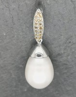 Fabulous pearl pendant with citrine precious stones 924 sterling silver, 14k gold plated - new
