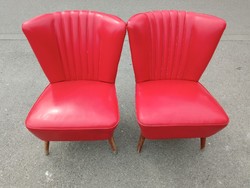 Iconic fiery red retro mini club armchair, sky leather armchair, 1 piece!