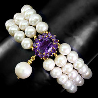 Genuine cultured pearl amethyst with 925 silver repellent