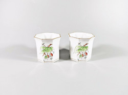 Herend, a pair of rosehip pattern hand-painted porcelain cactus tiles, flawless! (I097)