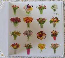 Képeslap borítékkal üdvözlőlap üdvözlőkártya levelezőlap postatiszta virág rózsa tulipán nárcisz
