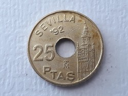 25 PTAS 1992 érme - Spanyol 25 pezeta, peseta 1992 Juan Carlos I Sevilla külföldi pénzérme