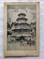 Antique Munich - Chinese tower postcard