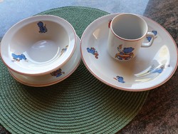 Retro lubjana teddy bear children's tableware, set of 4