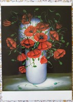 Képeslap üdvözlőlap üdvözlőkártya levelezőlap postatiszta pipacs virág