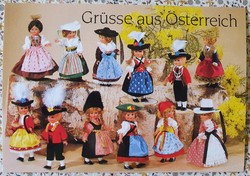 Képeslap üdvözlőlap üdvözlőkártya levelezőlap postatiszta osztrák népi viselet