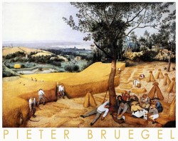 Pieter Bruegel Aratók 1565 művészeti plakát flamand tájkép ősz búza mező aratás jelenet kaszáló kéve