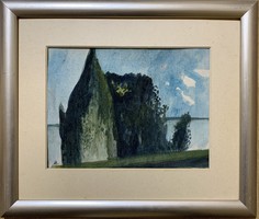 Bernáth Aurél (1895-1982) Tájkép (1940 körül) c. akvarell festménye /27x36 cm/