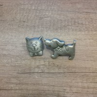 ÚJ! Különleges Kutya és Macska fogantyúk antik ezüst színben, 2db egyben
