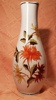 Hollóházi csodaszép „Dáliás" porcelán váza, 31 cm magas, hibátlan állapotban