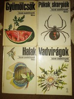 Búvár zsebkönyvek. 4 db eladó  Halak, Vadvirágok, Gyümölcsök, Pókok-skorpiók