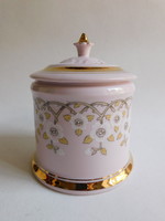 Haas & Czjzek rózsaszín porcelán antik bonbonier (1918-38 közötti)