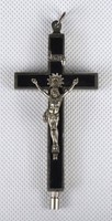 1I431 old special reliquary crucifix cross with many inscribed relics 10.5 Cm