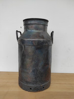 Antik konyhai eszköz szerszám bronzírozott vas tej tartó tejes kanna 5406