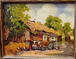György Németh: ox cart, oil tree