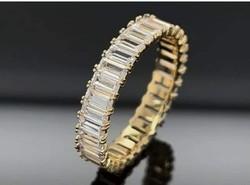 Wonderful Sparkling Round Stones Silver / 925 / 14k Yellow Gold Plated Ring Size 59 - New