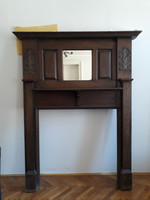 Antique oak fireplace frame
