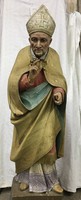 Antique, carved wood, bishop statue 93 cm high