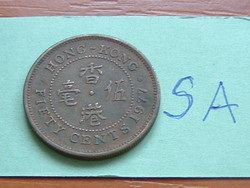 HONG KONG 50 CENT 1977 Nikkel-sárgaréz, Királyi pénzverde, Elizabeth II SA
