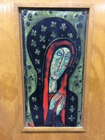 Michael Kátai - mourning madonna - fire enamel picture, 20 * 10 cm