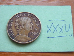 Mexico mexico 5 centavos 1959 mo, josefa ortiz de domínguez xxxv.