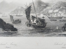 Island of AMOY (China), eredeti acelmetszet 1846, Festö: C.Graham: Metszö: W.French
