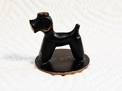 Régi Bosse / Haggenauer (?) stílusú miniatűr bronz uszkár kutya figura