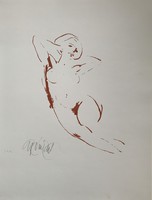 Gyémánt László (1935-) Női akt 3. (1980 körül) című szitanyomata /60x50 cm/