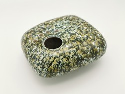 Retro vase, ikebana, Hungarian handicraft ceramics, marked, 16 cm x 15 cm