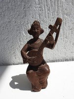 Mandolinon musician - wood carving - oriental wood sculpture