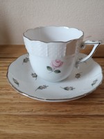 Herendi porcelán platina bécsirózsás teás/hosszúkávés csésze + alj, ùj