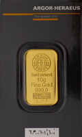 Argor-heraeus 10 g gold gold 999/1000 gold plate au gold bar code numbered guarantee