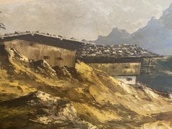 Alpine landscape - huge Austrian oil painting