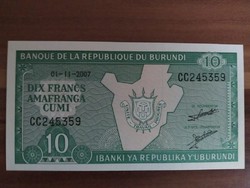 10 Francs, Burundi, 2007