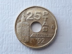 25 PTAS 1992 érme - Spanyol 25 pezeta, peseta 1992 Sevilla külföldi pénzérme