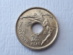 25 PTAS 1991 érme - Spanyol 25 pezeta, peseta 1991 Juan Carlos I Barcelona külföldi pénzérme