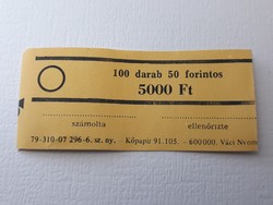 Bankjegy kötegelő szalag 50 Ft - 100 darab retró, régi 50 Forintos bankjegynek sárga