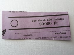 Bankjegy kötegelő szalag 500 Ft - 100 darab retró, régi 500 Forintos bankjegynek lila