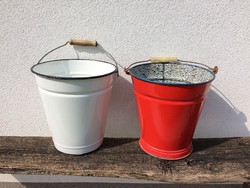 Enameled old vintage water jug 1 white enameled bucket jug