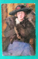 Antik festményszerű képeslap."Női portré" ERPACO Hamburgi művész képeslap