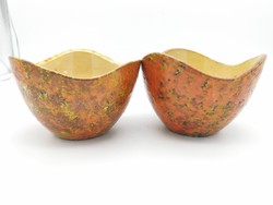 Retro handicraft vase, pot, in pairs, 16 cm in diameter, 12 cm high