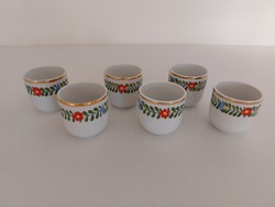 Retro Hollóházi porcelán régi pálinkás pohár 6 db