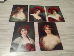 Antik képeslap sorozat. Hölgyek.