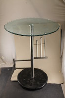 Art deco marble base, metal table with glass top 293