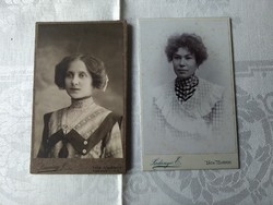 2 db antik fénykép, bájos hölgyek Tata-Tóváros Dimény Olivér és Ladányi E.