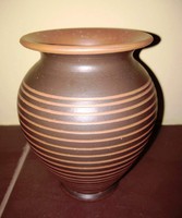 Dark brown striped belly vase for sale