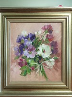 Csendèlet,olaj-farost.Mèrete;27x30.cm.Kerettel;42x46.cm
